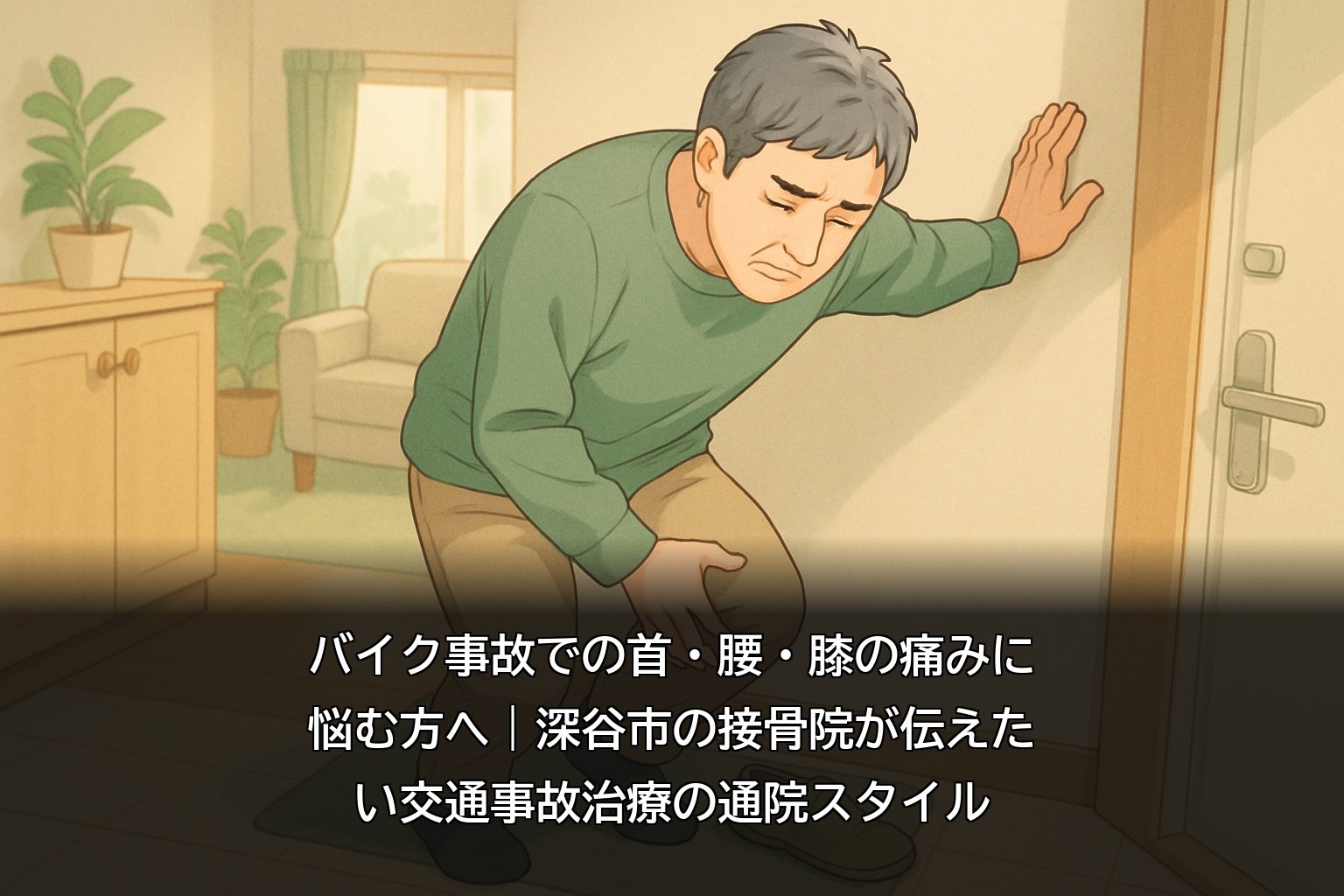 深谷市の接骨院で交通事故治療の施術を受ける男性患者