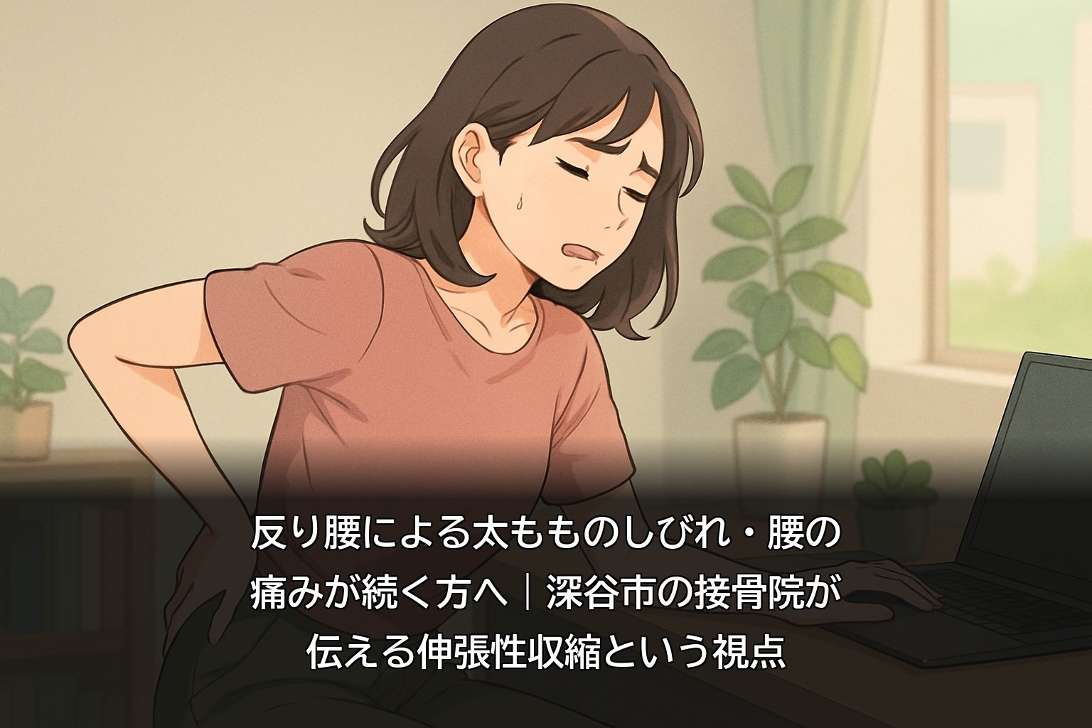 反り腰と太もものしびれに悩む深谷市の女性のイメージ