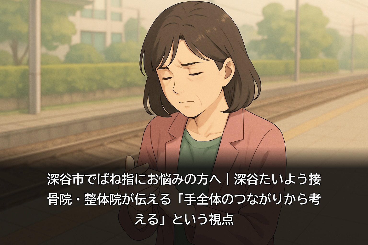 深谷市でばね指による指の付け根の痛みに悩む50代女性のイメージ