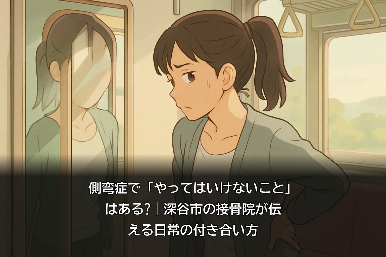 側弯症による背中の左右差や張りに悩む深谷市の女性のイメージ